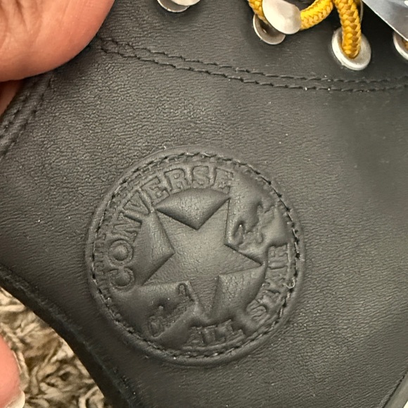 Nwob Converse Black and White High-Tops with Yellow Laces Sz M5 L7 - Picture 8 of 12